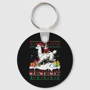 Santa Entlebucher Mountain Riding Llama Weihnachte Schlüsselanhänger
