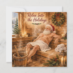 Santa entspannt sich in der Sauna - Entspanne dich Feiertagskarte
