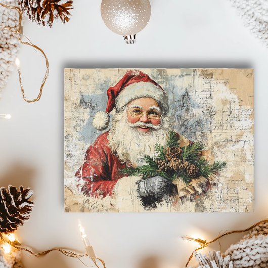 Santa Ephemera Vintager Weihnachtsfeiertag im Deze Postkarte
