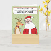 Santa erklärt Reindeer Harassment Weihnachten Karte (Gelbe Blume)