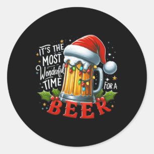 Santa Es ist die wunderbarste Zeit für ein Bier We Runder Aufkleber