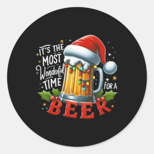 Santa Es ist die wunderbarste Zeit für ein Bier We Runder Aufkleber