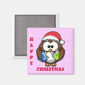 Santa Eule Magnet (Vorderseite/Rückseite)