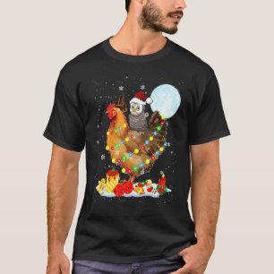 Santa Eule Reitet Huhn Rentier Weihnachtsbeleuchtu T-Shirt