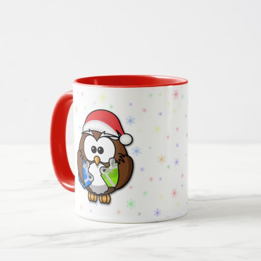 Santa Eule Tasse (Vorderseite Links)