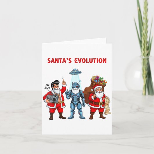 Santa Evolution Robot Clic Future Funny Christmas Karte (Vorderseite)