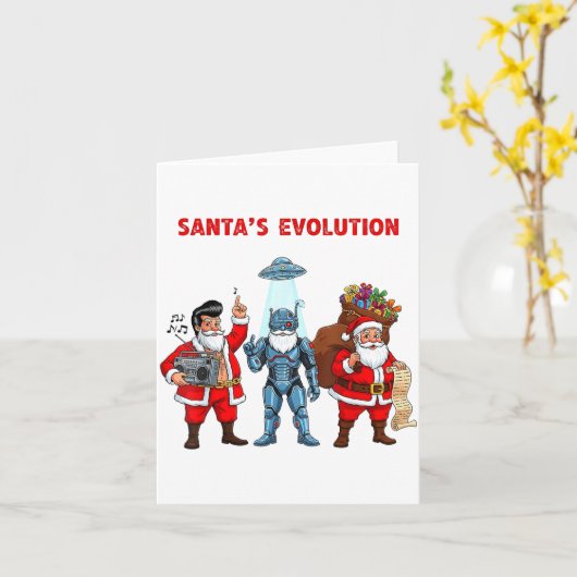 Santa Evolution Robot Clic Future Funny Christmas Karte (Gelbe Blume)