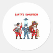 Santa Evolution Robot Clic Future Funny Christmas Runder Aufkleber (Vorderseite)