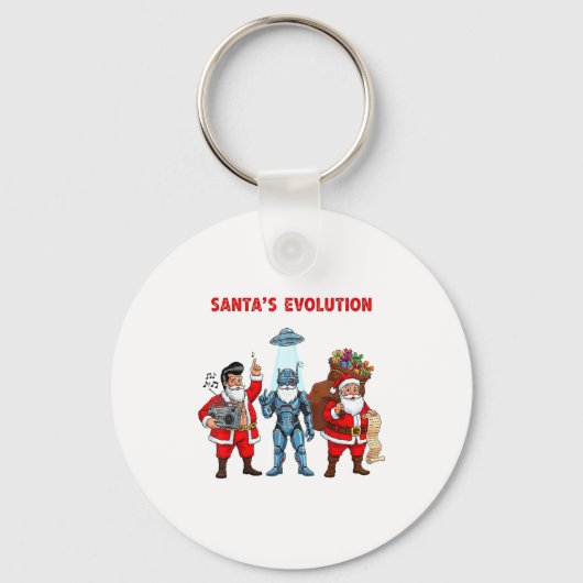 Santa Evolution Robot Clic Future Funny Christmas Schlüsselanhänger (Vorderseite)