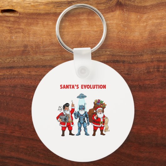 Santa Evolution Robot Clic Future Funny Christmas Schlüsselanhänger (Vorderseite)