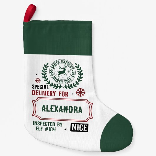 Santa Express Delivery for (Custom Name) Kleiner Weihnachtsstrumpf (Vorderseite)