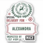 Santa Express Lieferung für (Individuelle Name) Ge Aufkleber (Vorderseite)