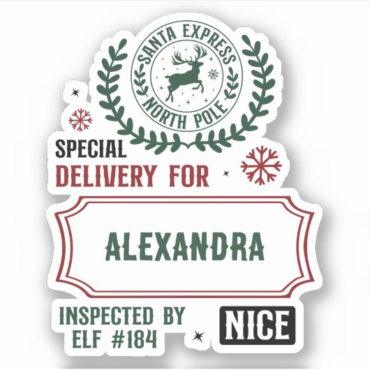 Santa Express Lieferung für (Individuelle Name) Ge Aufkleber (Vorderseite)