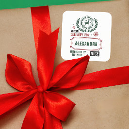 Santa Express Lieferung für (Individuelle Name) Quadratischer Aufkleber