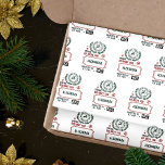 Santa Express Lieferung für (Individuelle Name) We Seidenpapier<br><div class="desc">Dieses festliche Weihnachtswaschpapier zeichnet sich durch ein charmantes Muster von Briefmarke-ähnlichen Designs aus, die perfekt geeignet sind, um Ihren Urlaubsgeschenken eine personalisierte Touch hinzuzufügen. Das zentrale Motiv ist eine runde Briefmarke mit den Worten "SANTA EXPRESS" und "NORTH POLE", die eine RentierSilhouette umgibt, alles in einem reichen dunklen Waldgrün. Es ist...</div>