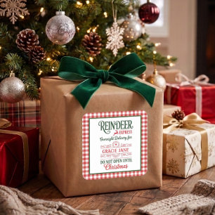 Santa-Express-Lieferung Kariert Quadratischer Aufkleber