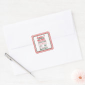 Santa Express Lieferung Weihnachtskariert Quadratischer Aufkleber (Umschlag)
