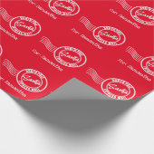 Santa Express Post Nordpol Lieferung rot weiß Geschenkpapier (Ecke)