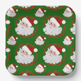 Santa Face Circles, Green Glitzer Paper Teller