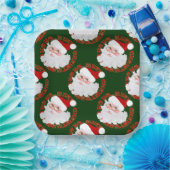 Santa Face Circles, Grünbuch-Teller Pappteller (Party)