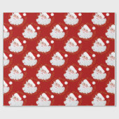 Santa Face Circles Red Gift Wrapping Paper Geschenkpapier (Flach)