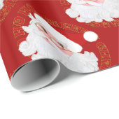 Santa Face Circles Red Gift Wrapping Paper Geschenkpapier (Rolleneckpunkt)