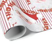 Santa Face Circles Red Stripes-Geschenkpapier Geschenkpapier (Rolleneckpunkt)