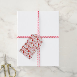 Santa Face Circles Red Stripes-Gift-Tags Geschenkanhänger