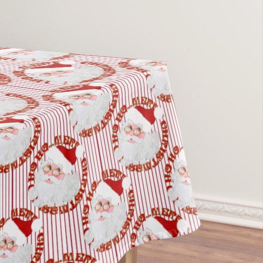Santa Face Circles, Red Stripes-TABLECLOTH 60x104 Tischdecke (Beispiel)