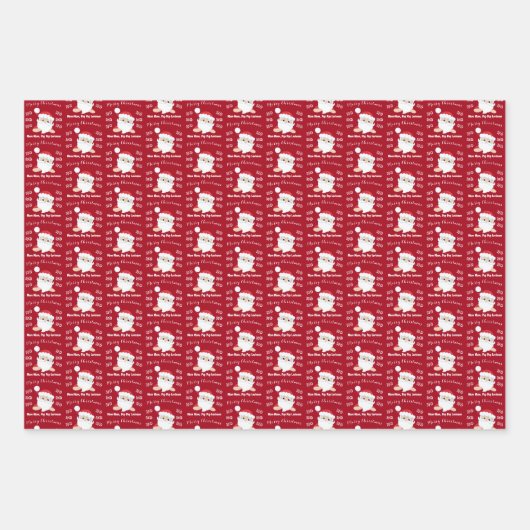 Santa Face Frohe Weihnachten Ho Ho Ho Custom Geschenkpapier Set (Vorderseite 3)
