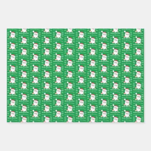 Santa Face Frohe Weihnachten Ho Ho Ho Custom Geschenkpapier Set (Vorderseite 2)