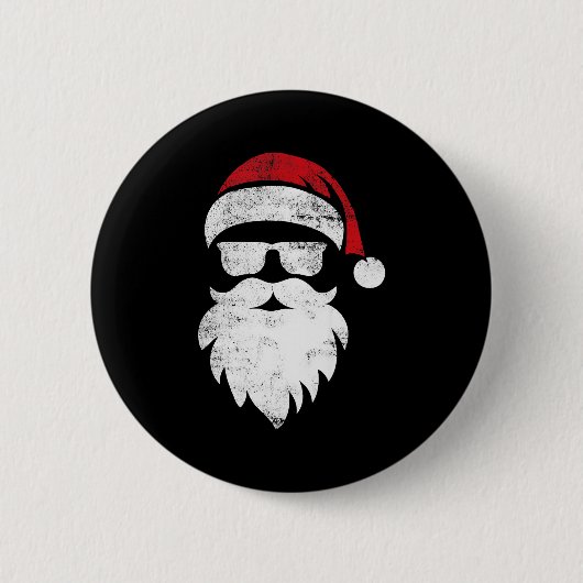 Santa Face Hipster Style Funny Christmas Pajamas Button (Vorderseite)
