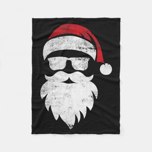 Santa Face Hipster Style Funny Christmas Pajamas  Fleecedecke (Vorderseite)