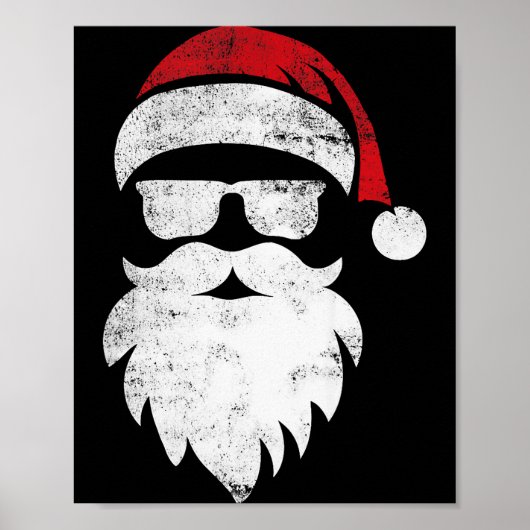 Santa Face Hipster Style Funny Christmas Pajamas Poster (Vorne)
