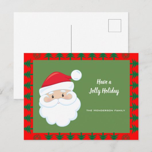 Santa Face Holiday Postkarte (Vorne/Hinten)