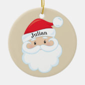 Santa Face mit dem Namen auf Cap Personalisiert Keramikornament (Vorne)