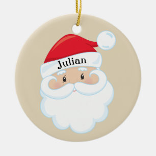 Santa Face mit dem Namen auf Cap Personalisiert Keramikornament