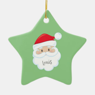 Santa Face mit Name und Keramik Ornament