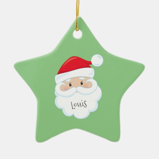 Santa Face mit Name und Keramik Ornament (Vorne)