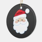 Santa Face mit Namen auf Hut Keramik Ornament (Links)