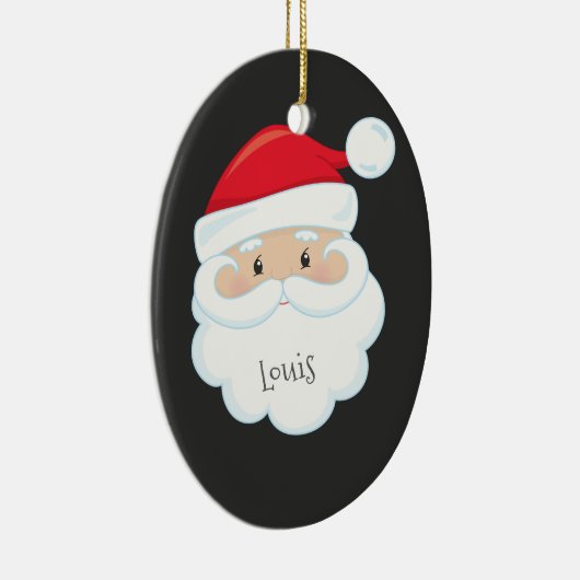 Santa Face mit Namen und Jahr Keramik Ornament (Rechts)