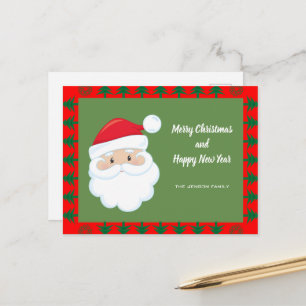 Santa Face Personalisiert Text Holiday Postkarte