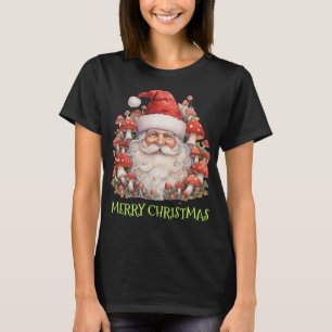 Santa Face Pilze Rustikale Cotcharcore Wasserfarbe T-Shirt