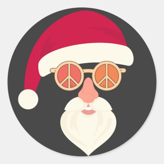 Santa Face Retro Sonnenbrille Weihnachten Runder Aufkleber (Vorderseite)