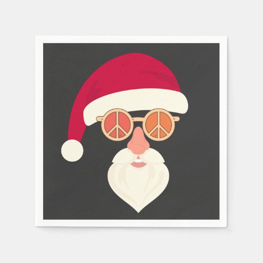 Santa Face Retro Sonnenbrille Weihnachten Serviette (Vorderseite)