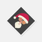 Santa Face Retro Sonnenbrille Weihnachten Serviette (Ecke)