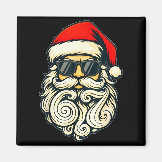 Santa Face Retro Sungles 6 7 Christmas 67 Santa Si Magnet (Vorne)