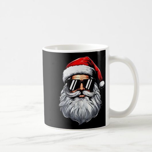 Santa Face Retro Sungles Christmas Shirts For Mens Kaffeetasse (Rechts)