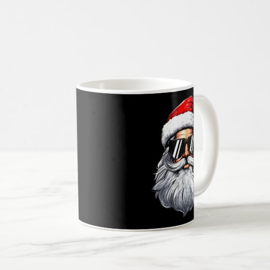 Santa Face Retro Sungles Christmas Shirts For Mens Kaffeetasse (VorderseiteRechts)