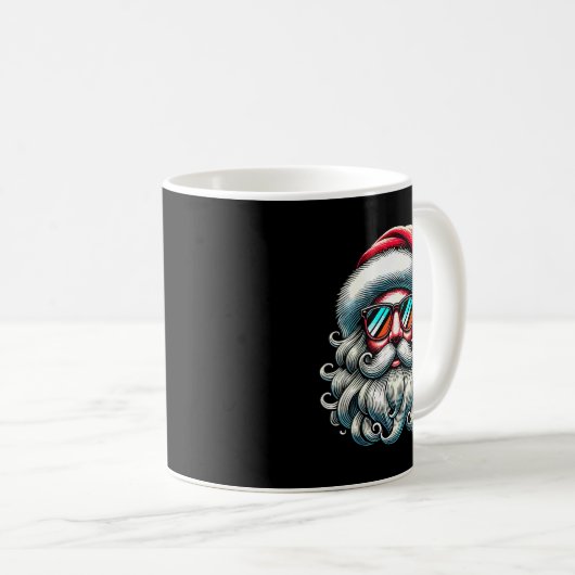 Santa Face Retro Sungles Christmas Xmas Kaffeetasse (VorderseiteRechts)
